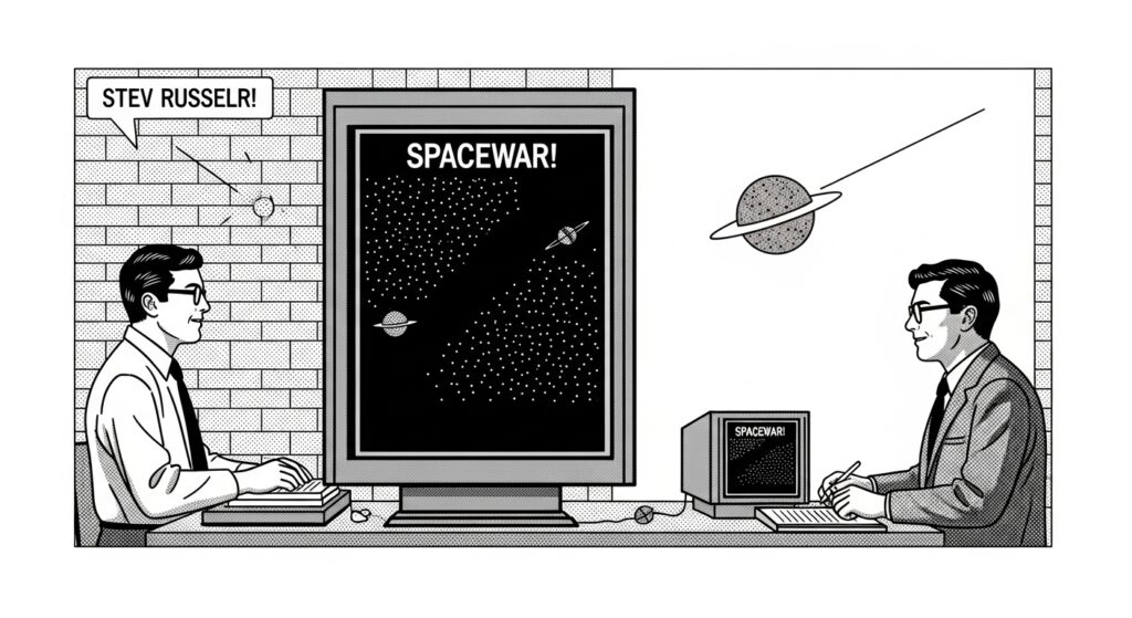 estudiante del MIT, Steve Russell, creó Spacewar!, un juego donde dos personas podían enfrentarse directamente.